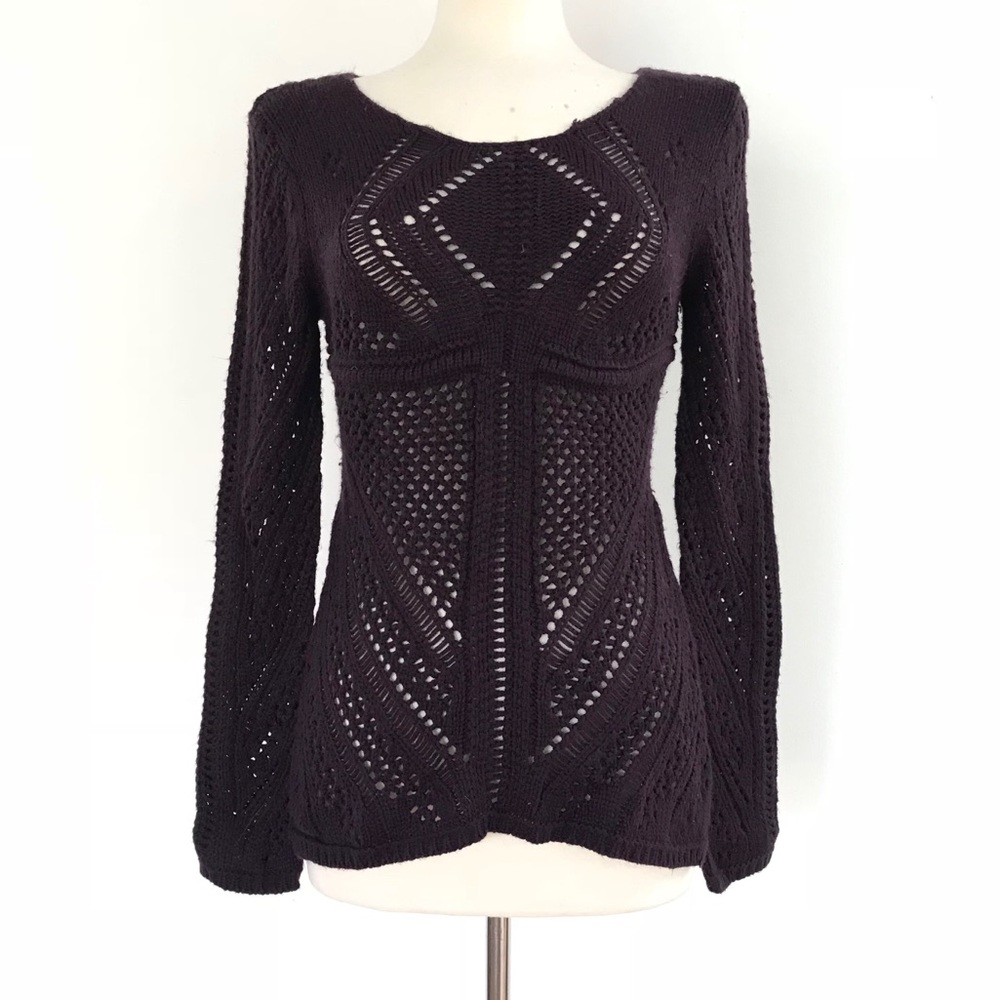 Anthropologie Dex Purple Knit Layered Sweater